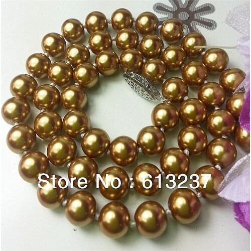 Fashion 8mm champagne simulated-pearl shell round beads necklace for women romantic gifts diy jewelry making 18inch YE0033