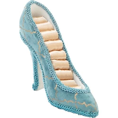 Fashion 3D High Heel Jewelry Display Frame Stands Holders Blue Rings Boxes