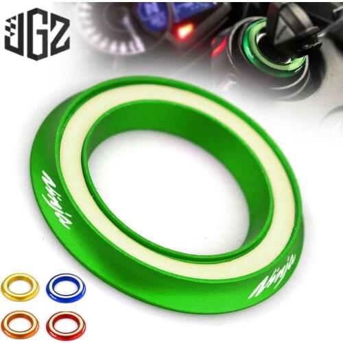 Motorcycle CNC Aluminum Luminous Key Ring Circle Cap Ignition Switch Cover For Kawasaki Ninja 250 300 400 2013 - 2019 Accessory