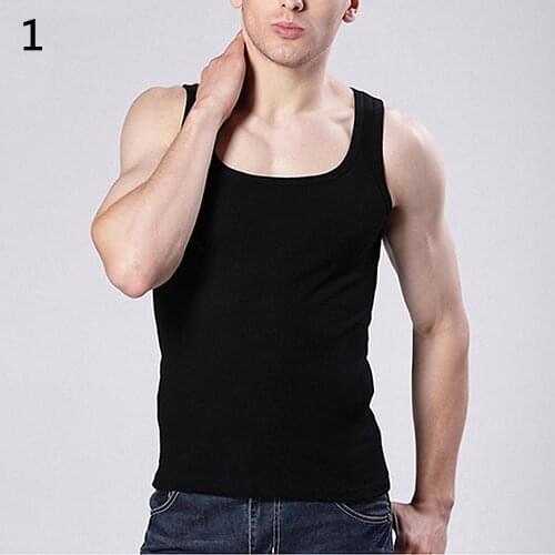 Mens Casual Solid Color Sleeveless Square Neck Gym Exercise Muscle Slim Sport Vest Comfortable to Wear fore Daily Life