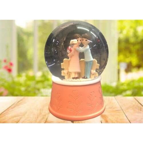 Clingy Romantic Sweetheart Themed Luminous Musical Glass Snow Globe