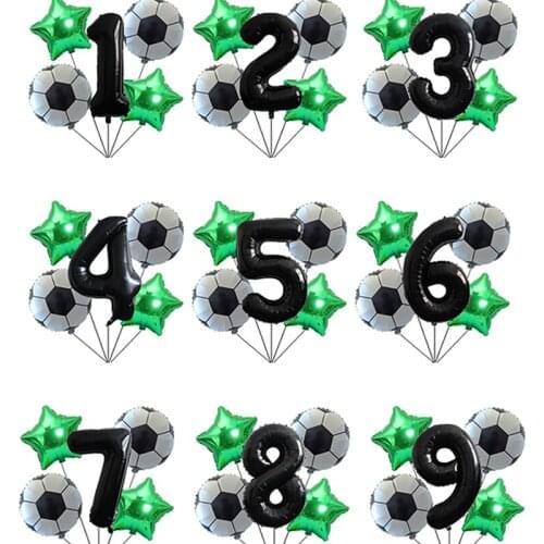 5pcs Sports Theme Party Decorations 18inch Football Star Foil Balloons 40inch Black Helium Digital Balloon Birthday Party Supply