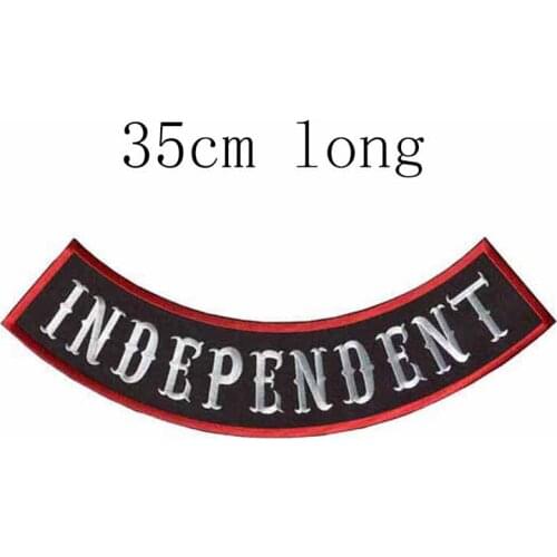 Bottom Rocker Rider red edge INDEPENDENT Embroidery Patch 35cm Long Iron On Sew On Emblemas For Clothing/DIY Badge/Motorcycle