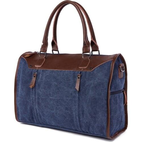 New Multifunctional Mens Handbag Woman Casual Canvas + PU Shoulder Bag Large Capacity Canvas Men Splice luggage Travel Bags