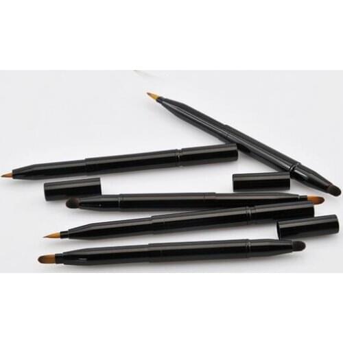 New Pro Double-headed Makeup Retractable Lip Eye Liner Eyeshadow Foundation Brush Make Up Cosmetics Gold Adjustable Tool