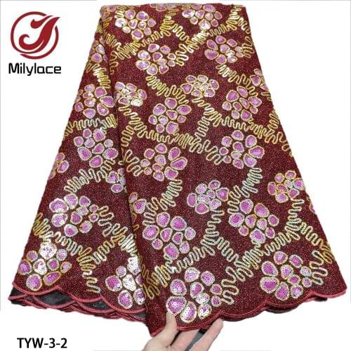 New Design African Double net Lace with plenty Sequins High Quality Lace Embroidery French Lace Fabric for Dress TYW-3