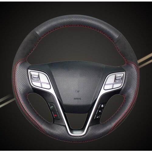 Car Braid On The Steering Wheel Cover for Hyundai Santa Fe 2013-2018 ix45 2013 2014 2015 2016 Auto Cover Car-styling Accessory