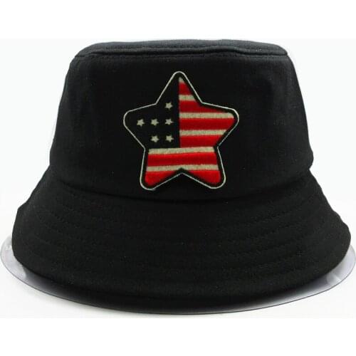 LDSLYJR American flag stars embroidery cotton Bucket Hat Fisherman Hat outdoor travel hat Sun Cap Hats for men and Women 51