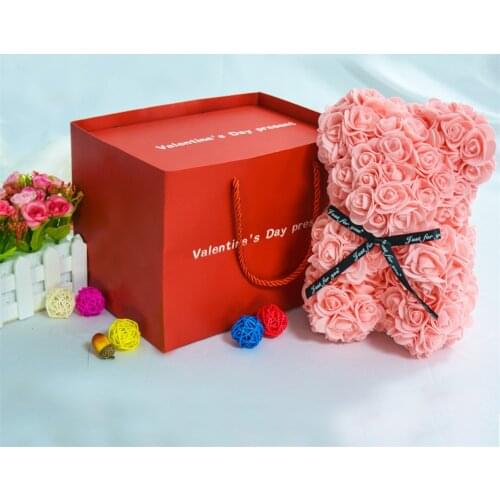 Rose Bear Rose Teddy Bear and Necklace Card Gift Box Set for Anniversary Birthdays Bridal Showers Mothers Day B1