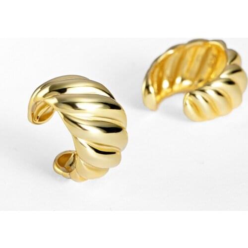 925 Sterling Silver Geometric Twist Croissant Clip on Earrings No Piercing Gold Silver Ear Cuffs for Women Pendientes Jewelry