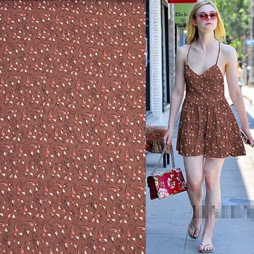Floral print design silk linen fabric on deep brown bottom 16momme,SLN135