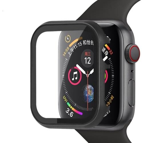 Glass+Frame case For Apple Watch 6 se 5 4 3 44mm 42mm iwatch band 40mm 38mm Metal bumper screen protector matel frame