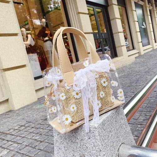 NEW PVC transparent bag Straw Summer beach bag Ladies handbags travel crossbody bags For Women Purse sac transparent femme 2020