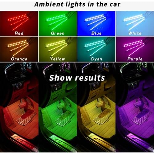 LED For Car Foot Light Ambient Lamp With USB Wireless Remote Music Control Multiple Modes Automotive Interior Decorative Lights
