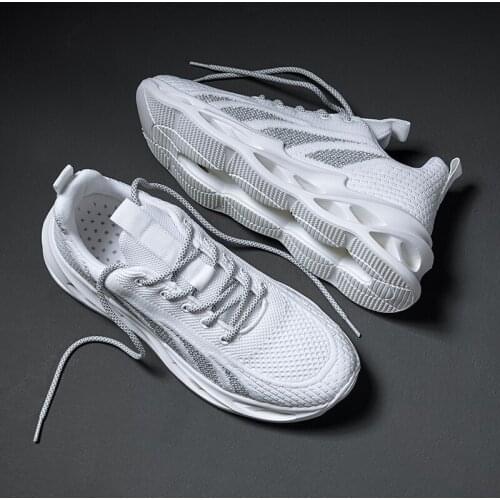 Reflective Men Running Shoes Fashion Weaving Outdoor Sport Walking Sneakers LIght Comfortable Tracking Trainers Flat Footwear 46