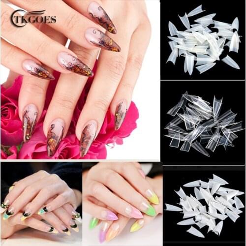 TKGOES 500Pcs Stilettos Sharp Nail Art Acrylic False nail Tip White / Clear / Natural Choose