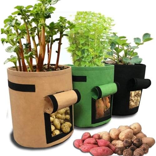 Potato Grow Bag Vecro Window Vegetable Grow Bag Double Layer Breathable Nonwoven Cloth Vegetables Plant Growing Bags