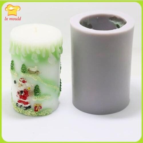 High quality handmade Christmas Christmas candles Cylindrical silicone mold mold icicle Santa Claus Christmas tree candle