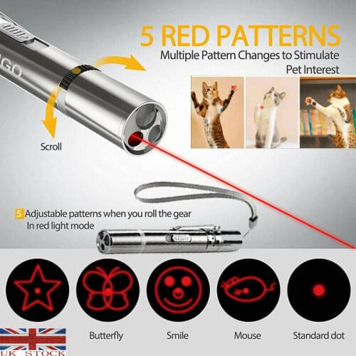 Funny Laser Pet Cat Toy 5MW Red Dot Laser Light Toy Creative Laser Sight Pointer Laser Pen Interactive Toy LED USB UV Flashlight