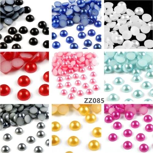 Zsbszc 200pcs 10mm Flatback Half Round Plastic Bright light Pearl Craft Beads For DIY Jewelry Hair Clothes accessories ZZ085