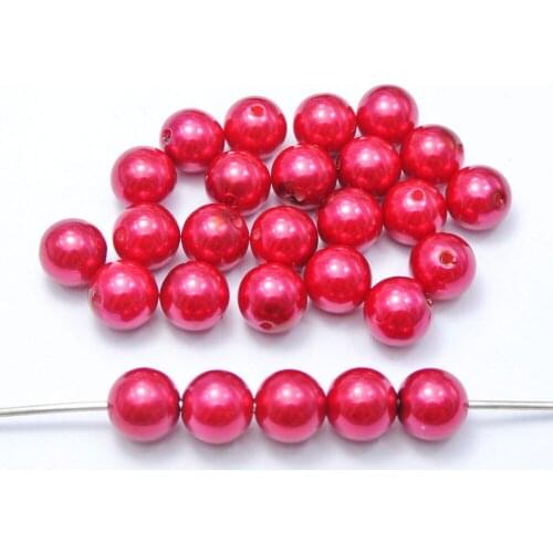 100 Red Plastic Faux Pearl Round Beads 12mm Imitation Pearl