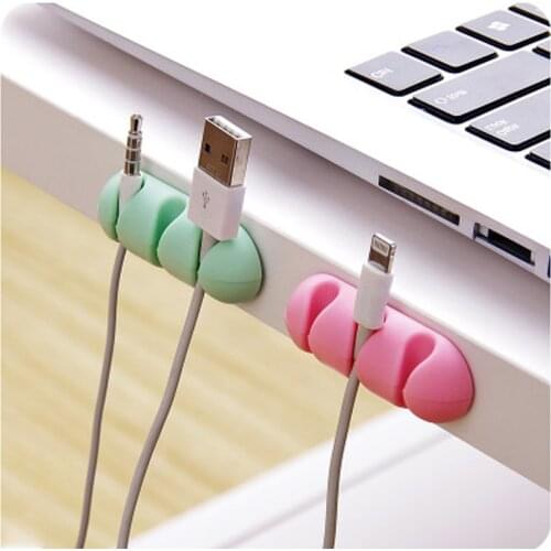 2 Pcs/lot Cable Holder Silicone Cable Organizer Flexible USB Winder Management Clips Holder for Mouse Keyboard Earphone Headset