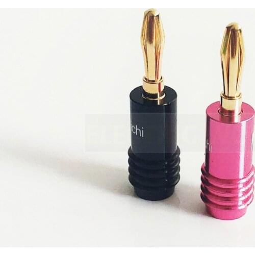 2pcs High quality 24K Gold Speaker Banana Plugs pure copper Audio Jack Connector banana clip connector red and black Japan brand