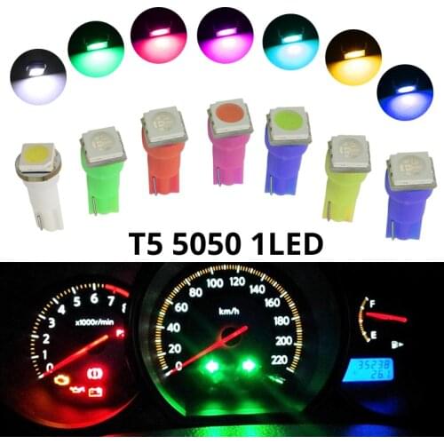 20Pcs W3W W1.2W T5 W2X2.6d 5050 SMD LED Car Board Instrument Panel Lamp Auto Dashboard Warming Indicator Wedge Light Bulb DC12V