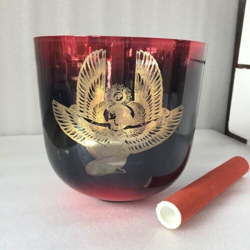 3th Octave mixed Color Crystal Singing Bowl size in Standard 432HZ perfect Musical Note "E" with design ISIS