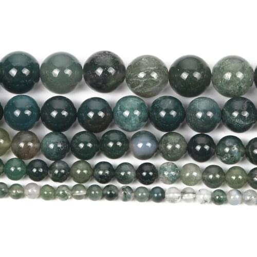 4-12mm Natural Stone Beads Round Smooth Aquatic Agates Stone Loose Beads For Jewelry Making DIY Charm Bracelet Necklace Handmade