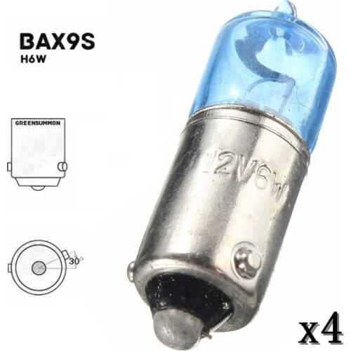 4Pcs Car Auto Xenon Sidelight Bulbs 6W BAX9S H6W Super White 5000K DC12V Turn Signal Lamp Bulbs Xenon Clearance Sidelight Source