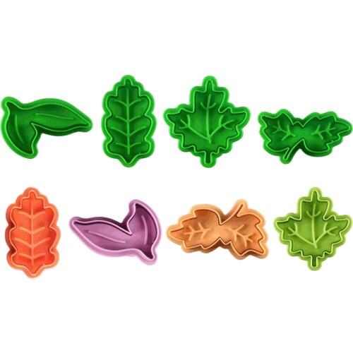 4Pcs/Set Leaf Spring Cutting Die Plastic Pure Color DIY Baking Tool Biscuit Mold Leaf Shape Multi Purpose Kitchen Gadgets