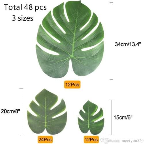 48 Pcs Tropical Party Decor Artificial Plant Tropical Palm Leaves Simulation Leaf for Hawaiian Luau Safari Party Jungle Beach Th