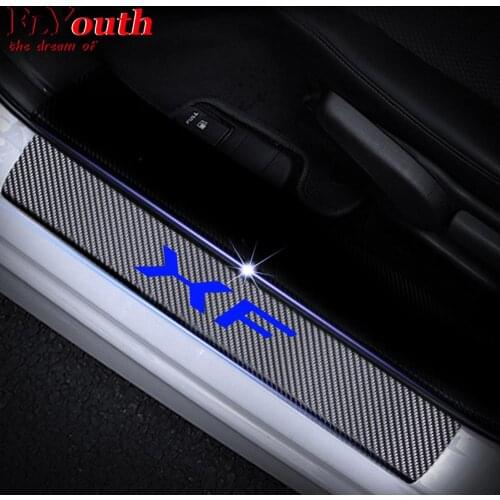 Car Door Sill Scuff Plate For Jaguar XF Reflective 4D Carbon Fiber Sticker Welcome Pedal Threshold Auto Accessories 4Pcs/set