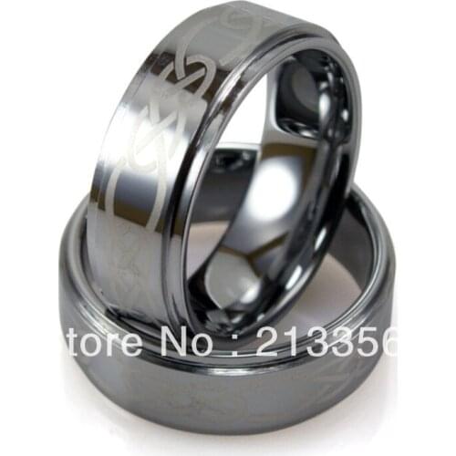 Free Shipping!Wholesales Cheap Price Promotion Sales! USA Hot Selling Mens Silver Tungsten Wedding Design Stepped Edged Ring