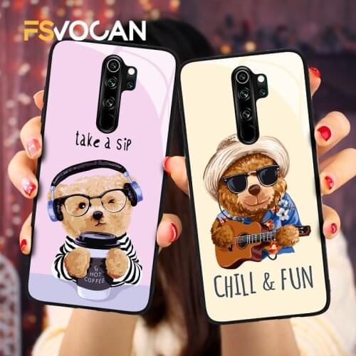 Cute Bear Cartoon Phone Case For Xiaomi POCO X3 NFC Redmi Note 9 8 Pro Max 10 8T 10S 9S 8A 9A Lovely Motivation Quote Cover Capa