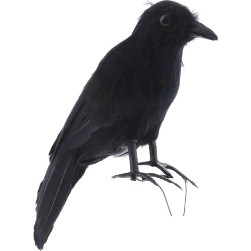 Halloween Black Crow Realistic Feather Crow Artificial Bird Raven Prop Art and Crafts For Halloween Party Decoration