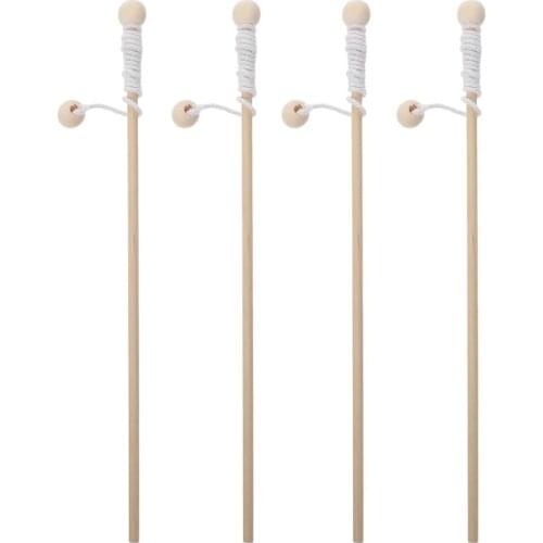 4pcs Wooden Magnetic Fishing Poles Wood Fishing Rod for Kindergarten Kids