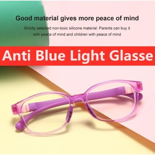 Anti-blue Light Kids Glasses Optical Frame Children Boy Girls Computer Optical Reflective Blocking Eyeglasses Filter Soft Frame