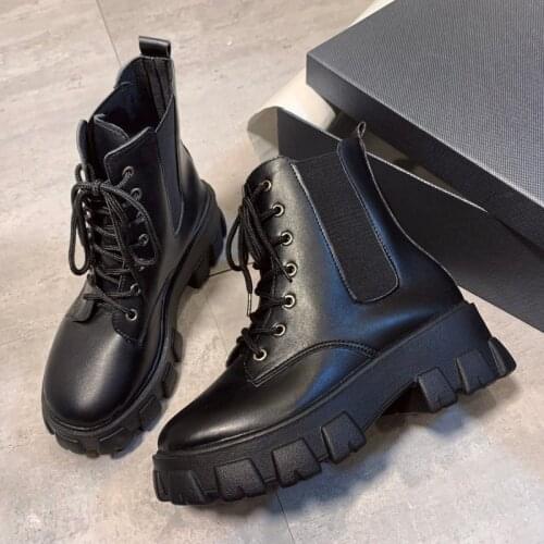 Designer Brand Luxury Women Shoes 2020 Winter Plus Velvet Warm Boots Platform Womens Botas Lace-up Ankle Boots Botines Hembra