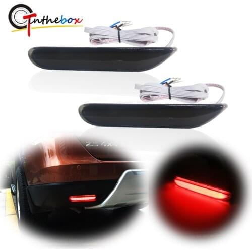 Smoked / Red Lens Red LED Rear Bumper Reflector Brake Tail, Fog Lights w/ Sequential Turn Signal For Infiniti Q50 QX56 Nissan