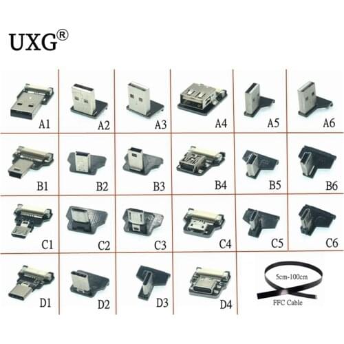 FFC Type-C Mini Micro USB Extension Ribbon Cable 90 FPV Slim Flat Soft flexible FPC charge FPV Brushless Handheld Gimbal monitor