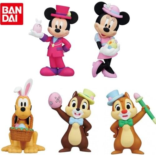 Bandai Genuine Gashapon Disney Easter Mickey Mouse Minnie Mouse Pluto Chip Dale Anime Action Figures Gacha Toys Gifts for Kids