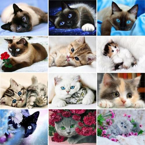 HUACAN 5d DIY Diamond Painting Cat Full Drill Square/Round Diamond Embroidery Sale Animal Diamond Mosaic Needlework Home Decor