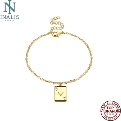 INALIS Romantic Gold Color Women Bracelet Playing Cards Heart K Personality Design Bracelets Jewelry Birthday Gift To Girlfriend