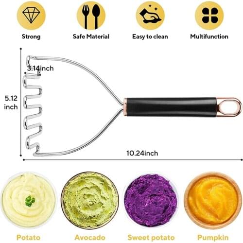 Potato Masher Stainless Steel Mashed Potatoes Masher Best Masher Kitchen Tool for Bean Avocado