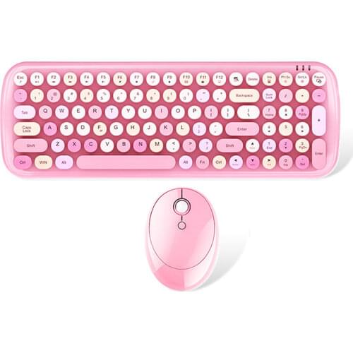 Wireless Keyboard and Mouse Combo, 2.4GHz Full-Size Compact Wireless Mouse Keyboard with Numeric Keys for Laptop, Round Keycaps