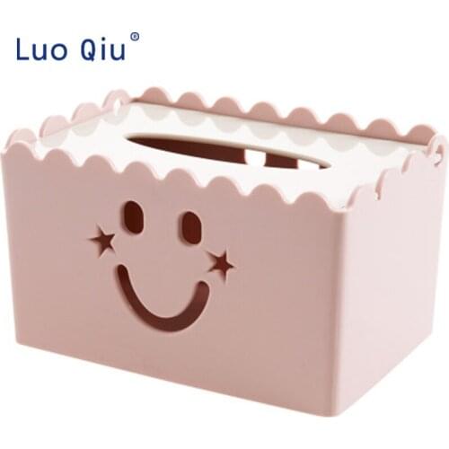 Smiling face tissue box domestic tabletop plastic paper drawing box tea table drawing box