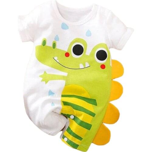 Summer Cotton Dinosaur Baby Rompers Boy Girl Clothes Newborn Short Sleeve Jumpsuits Cute Animal Toddler Infant Romper Outfits