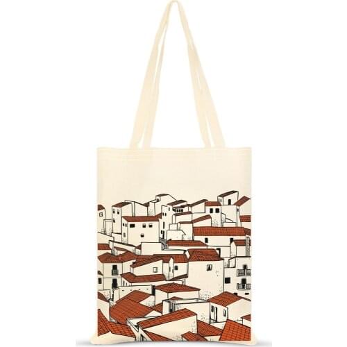 Summer fashion trend Large Capacity Shoulder Bag Fabric Cotton Tote Reusable Shopping Bag for Women 2021 Beach Bags Shopping